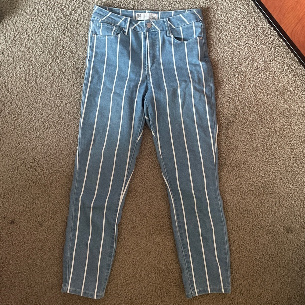 Blue and White Striped Jeans